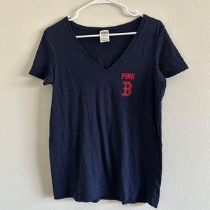PINK Victoria’s Secret Boston Red Sox Nation Navy V-Neck Tee Size Small